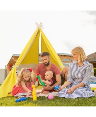 Kids Play Tent Triangular Kids & Toddlers Tent with Solid Wood Frame
