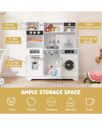 ids Play Kitchen Toy Set w/ Water Dispenser Sink Faucet Microwave Oven Utensils