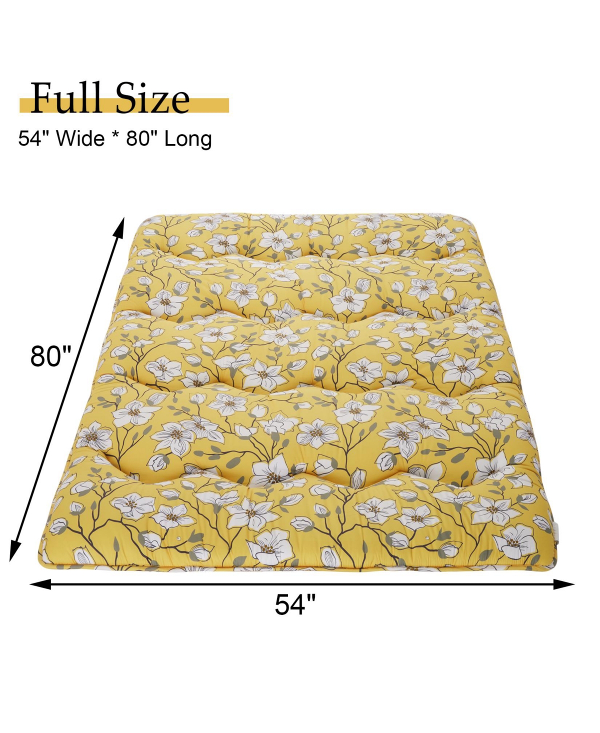 gaomon Japanese Floor Mattress, Size Futon Mattress, Thick Tatami Roll-Up Mattress for Camping & Guest Room,Flower Design - Yellow
