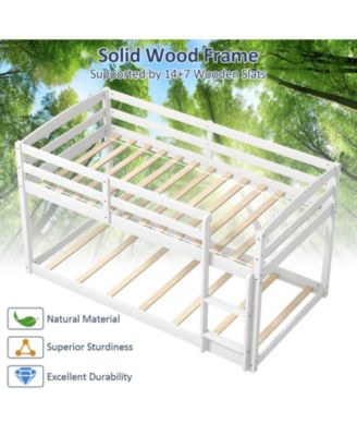 Twin Size Bunk Bed with High Guardrails and Integrated Ladder