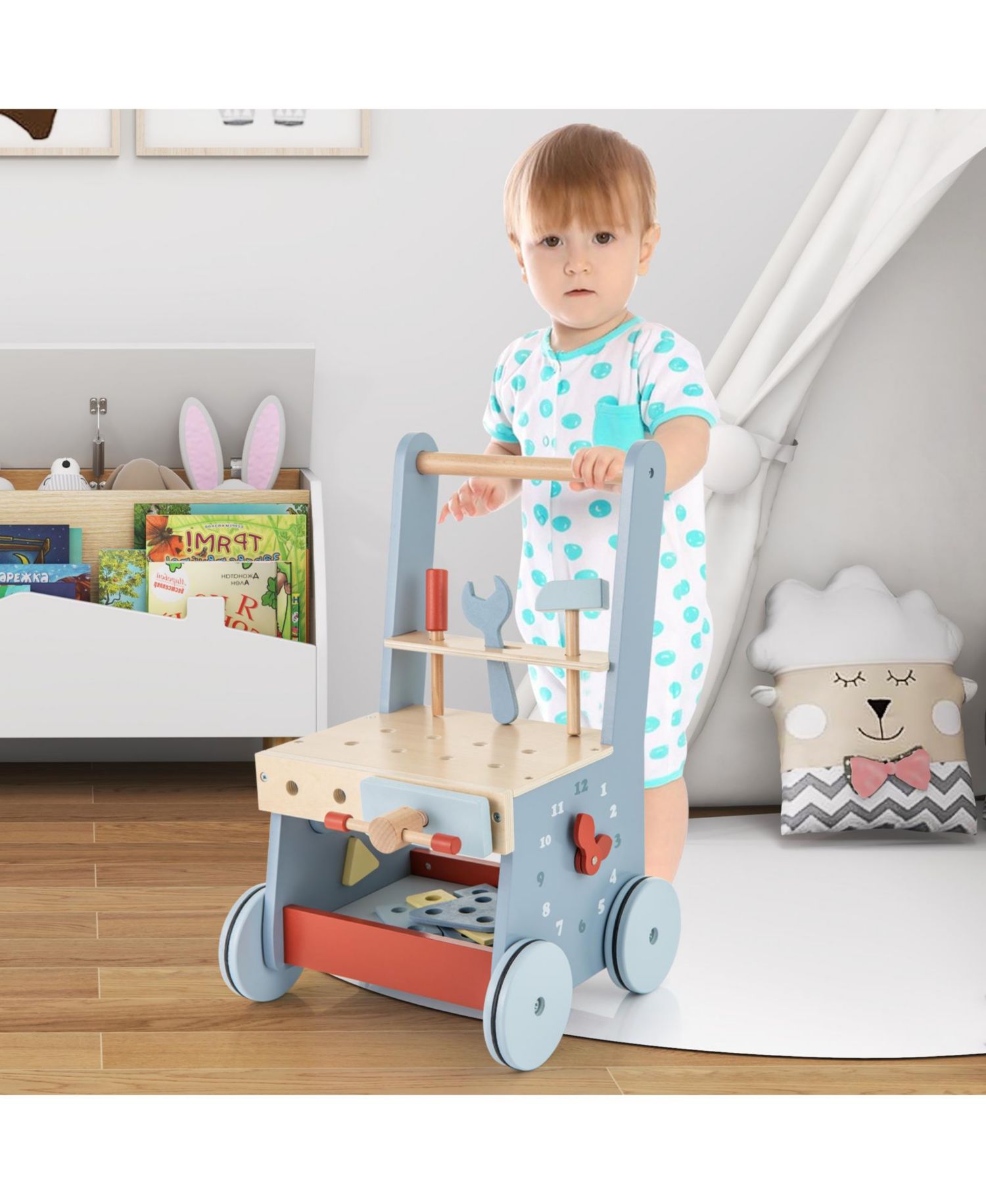 2-in-1 Wooden Toddler Push Walker