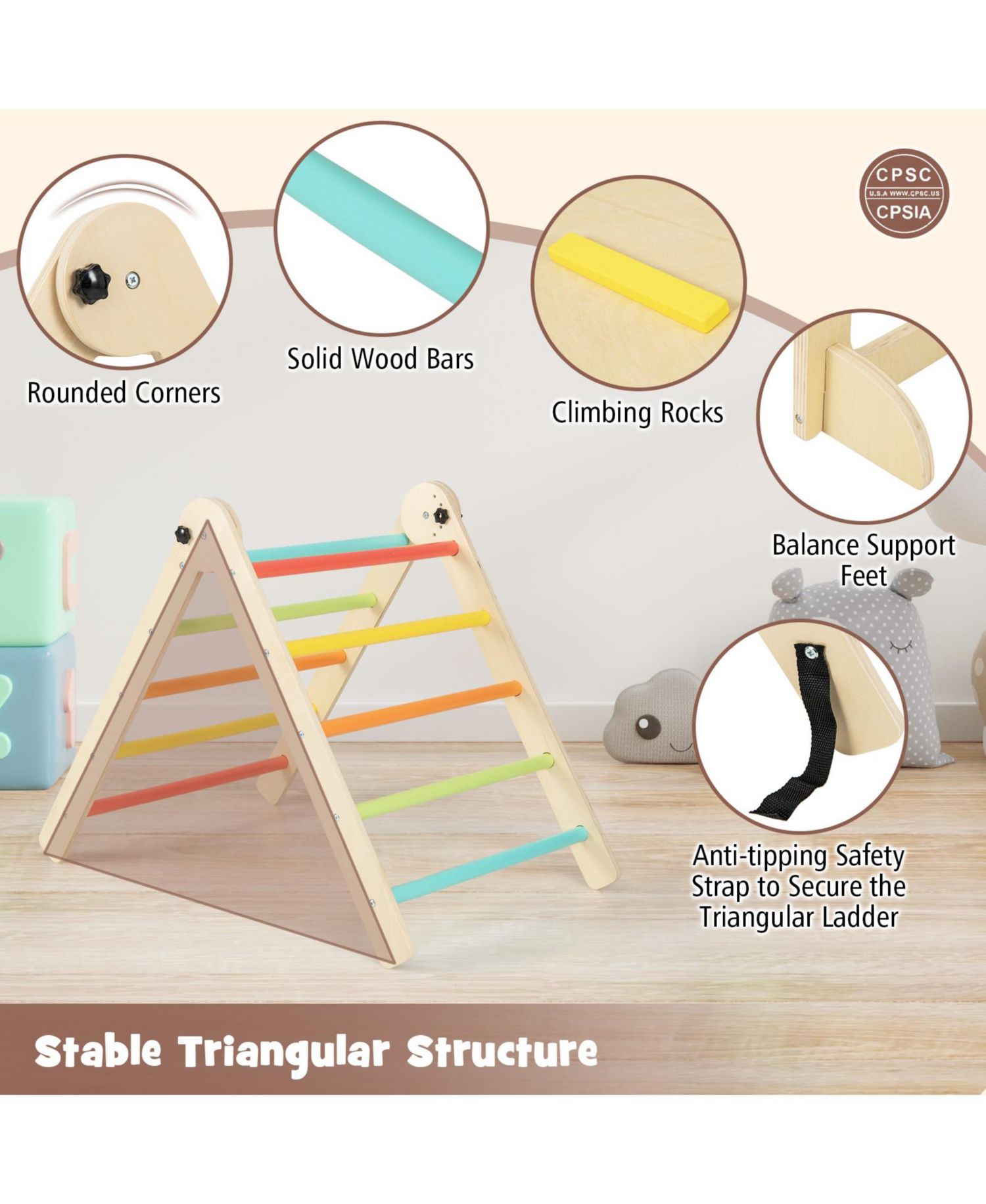 7-in-1 Foldable Wooden Climbing Activity Set, Ages 3+