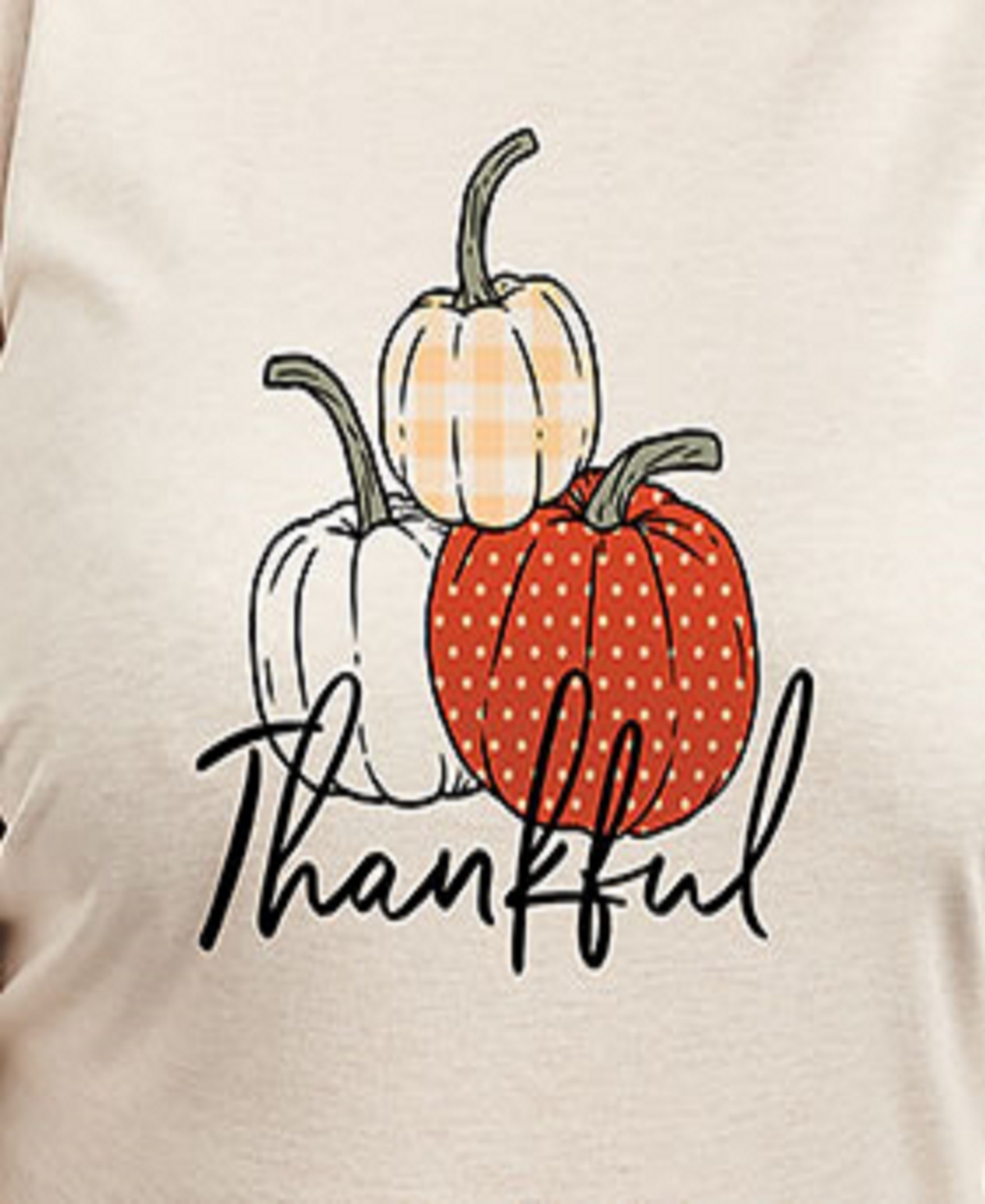 Hybrid Apparel Plus Size Trendy Thankful Graphic Pullover Top -Khaki