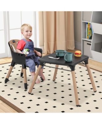 4-in-1 Baby Convertible Toddler Table Chair Set with PU Cushion