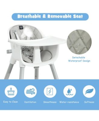 4-in-1 Baby Convertible Toddler Table Chair Set with PU Cushion