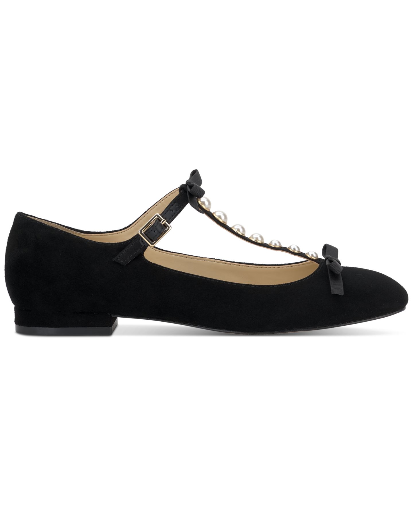 Женские балетки Jessica Simpson Jolliya T-Strap Dress Flats, цвет: Чёрный замшевый — фото 2