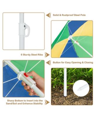 3-in-1 Kids Outdoor Picnic Water Sand Table with Umbrella Play Boxes