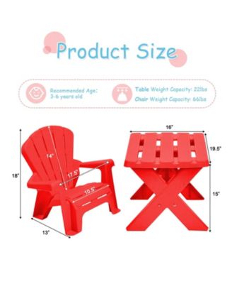 3-Piece Plastic Children Play Table Chair Set