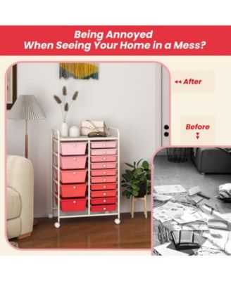 15-Drawer Utility Rolling Organizer Cart Multi-Use Storage