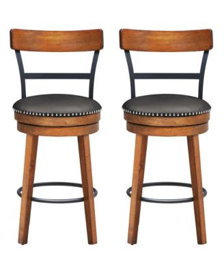 Set of 2 BarStool 25.5'' Swivel Counter Height Dining Chair with Rubber Wood Legs
