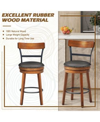 Set of 2 BarStool 25.5'' Swivel Counter Height Dining Chair with Rubber Wood Legs
