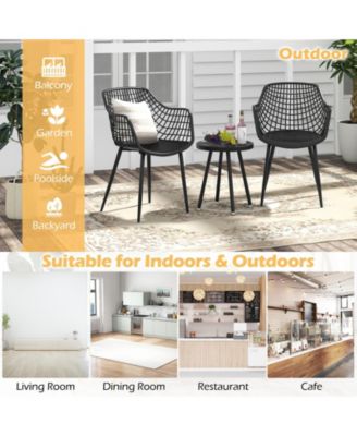 3 Piece Patio Chair Set with PP Seat and Tabletop for Porch