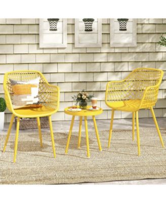3 Piece Patio Chair Set with PP Seat and Tabletop for Porch