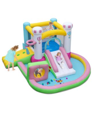 Inflatable Bounce House Bouncy Castle with Slide and Obstacle and Ball Pit without Blower