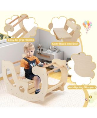 2-in-1 Rocking Horse Arch for Kids Montessori Climbing Toys with Arch Climber