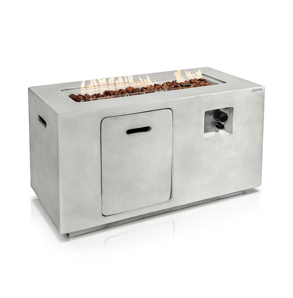 50,000 Btu Propane Gas Fire Pit Table with Lava Rocks and Cover - Grey