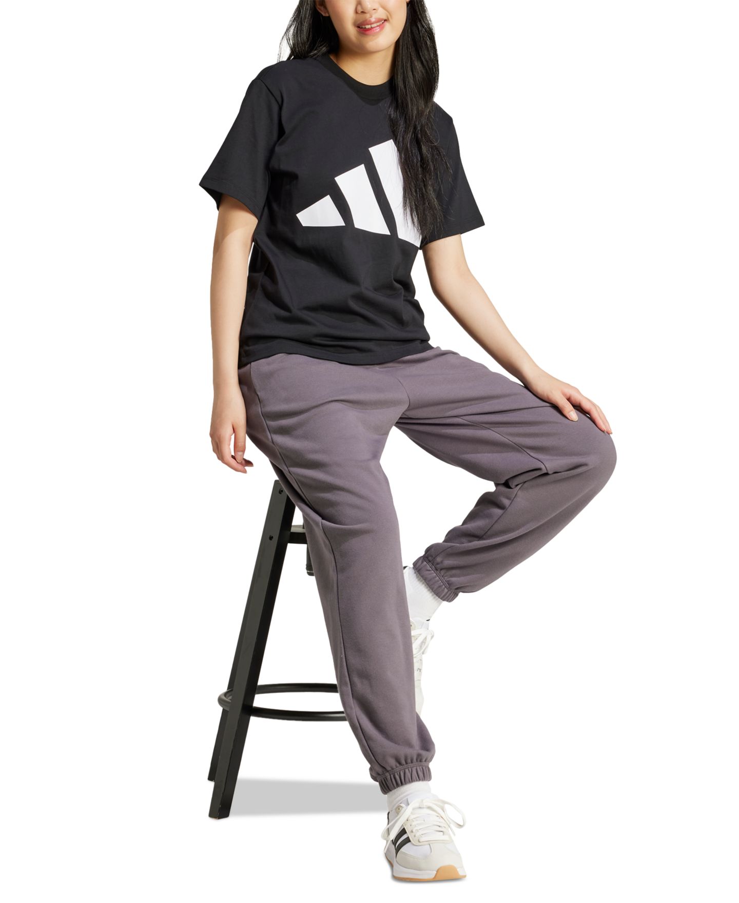 Женская футболка adidas Essentials Big Logo Cotton, цвет: Чёрный — фото 2