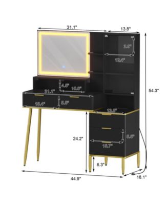 Makeup Vanity Desk with Lights & Power Outlet