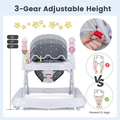 Foldable Baby Activity Walker with Adjustable Height and Detachable Seat Cushion