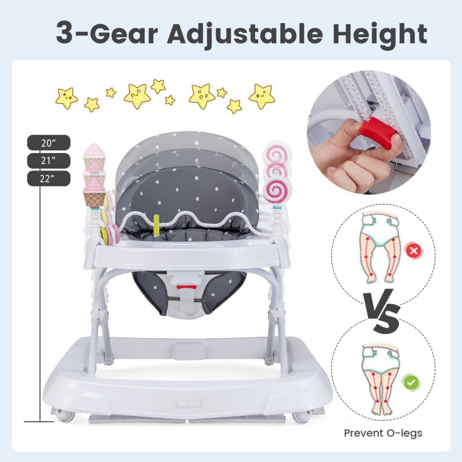 Baby Adjustable-Height Foldable Walker