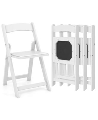 Set of 4 Dining Chairs Foldable Kitchen Chair with Rubber Wood Legs and Padded Seat