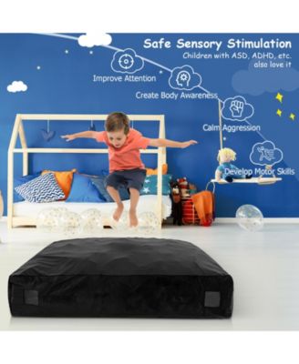 57 x 57 Inch Crash Pad Sensory Mat with Foam Blocks and Washable Velvet Cover