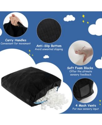 57 x 57 Inch Crash Pad Sensory Mat with Foam Blocks and Washable Velvet Cover