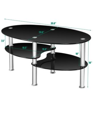 Tempered Glass Oval Side Table