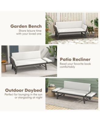 Outdoor Convertible Sofa Daybed with Adjustable Armrests for Balcony-Off