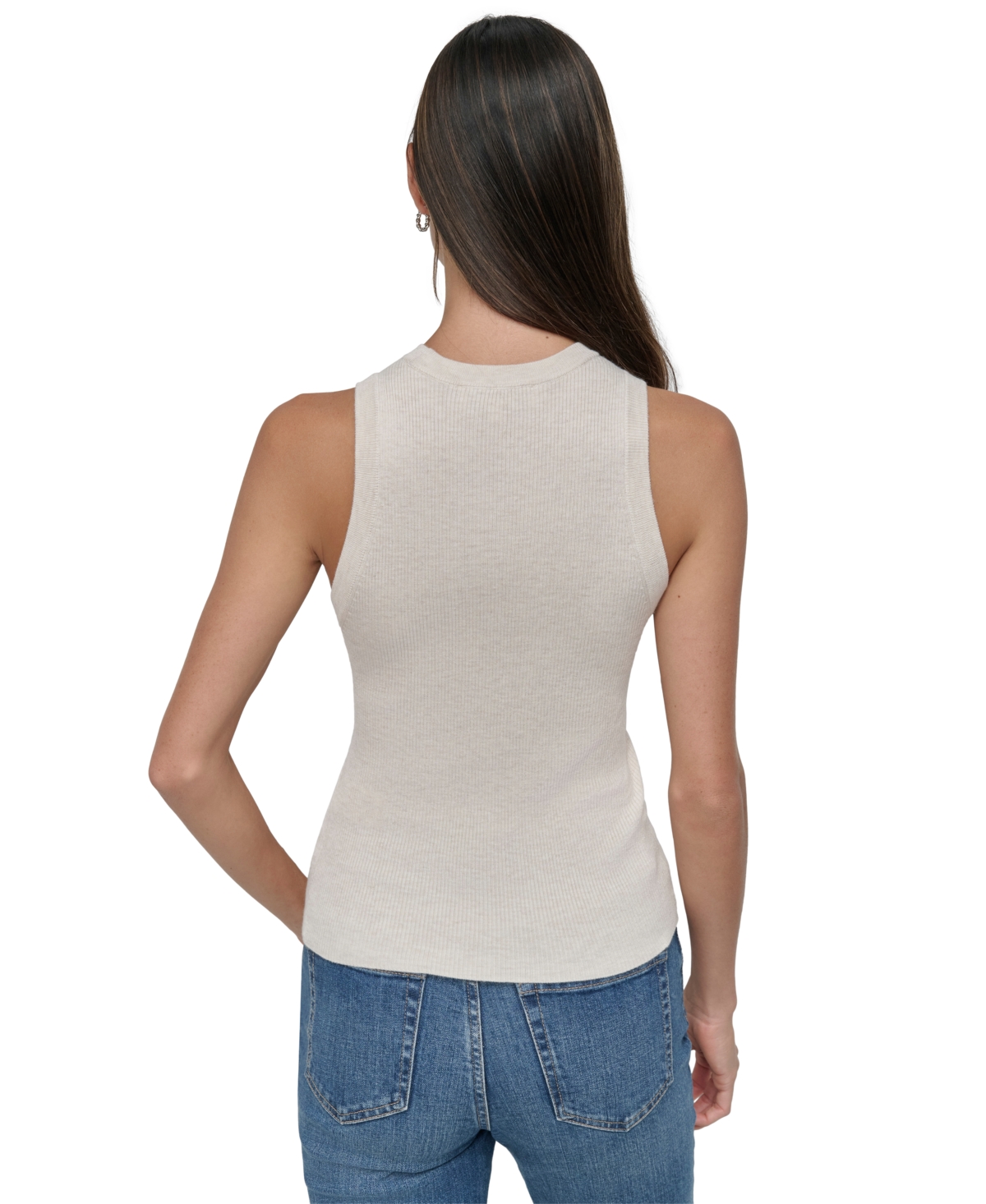 DKNY JEANS WOMEN'S RIBBED SLEEVELESS CREW NECK SWEATER 