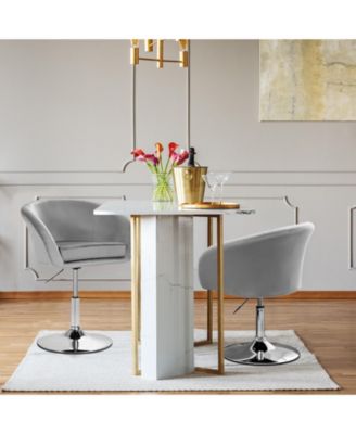 360 Degree Swivel Makeup Stool Accent Chair with Round Back and Metal Base