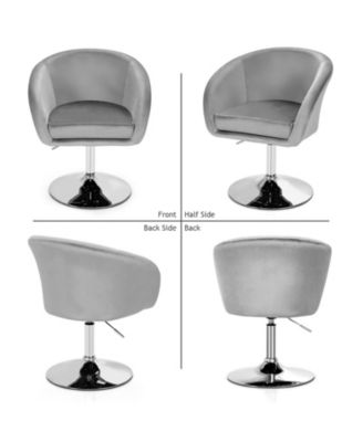 360 Degree Swivel Makeup Stool Accent Chair with Round Back and Metal Base