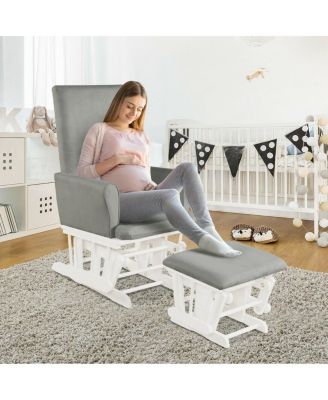 Baby Nursery Relax Rocker Rocking Chair Glider and Ottoman Cushion Set
