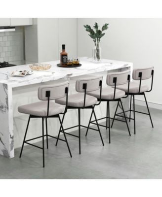 25 Inch 2-Piece Modern Upholstered Bar Stools with Back and Footrests