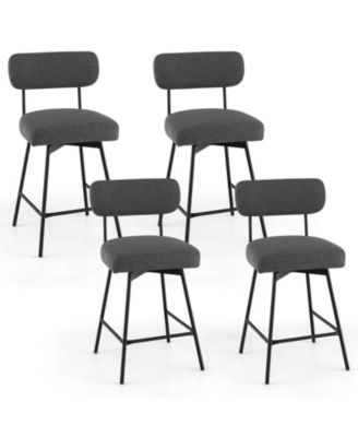 25 Inch 2-Piece Modern Upholstered Bar Stools with Back and Footrests