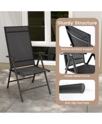 1 Piece Patio Folding Dining Chairs with 7-Level Adjustable High Backrest