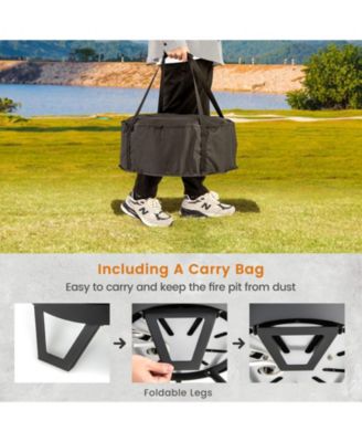 17 Inch Portable Gas Fire Pit with Folding Legs and Removable Grill for Camping