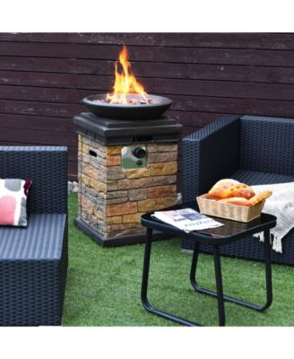 40000BTU Outdoor Propane Burning Fire Bowl Column Realistic Look Firepit Heater