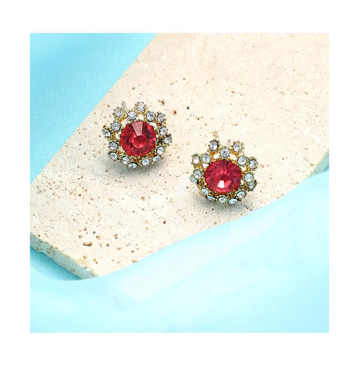 Sohi Women's The Edwardian Stud Earrings In Red