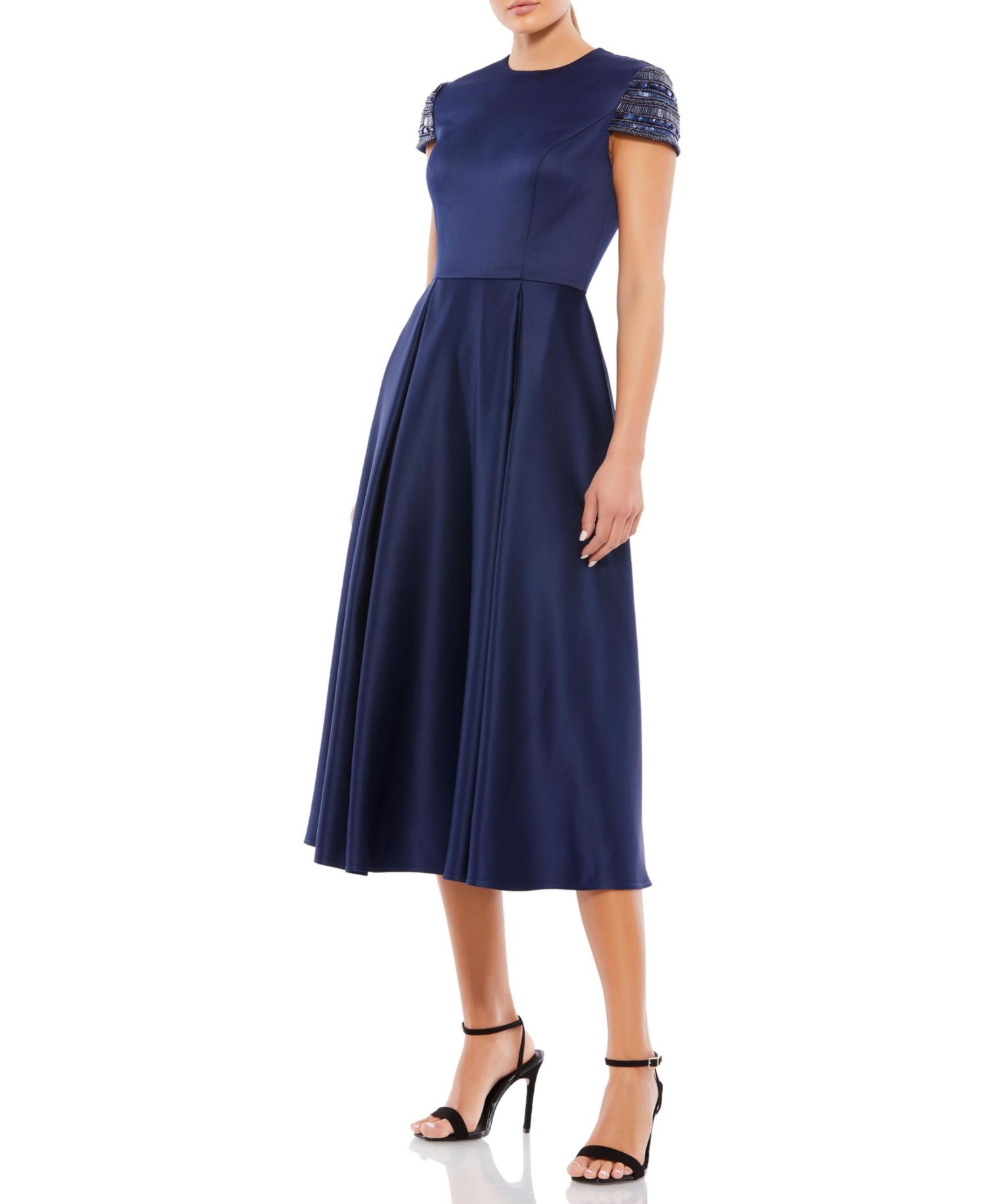 Women's Ieena High Neck Cap Sleeve Tea Length Dress