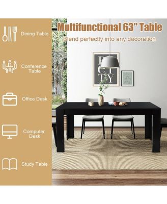 63 Inch Rectangular Modern Dining Kitchen Table for 6 People