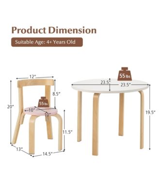 5-Piece Kids Wooden Curved Back Activity Table and Chair Set