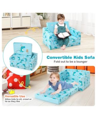 Kids Recliner Sofa Converts to Sleeper Bed for Boys Girls