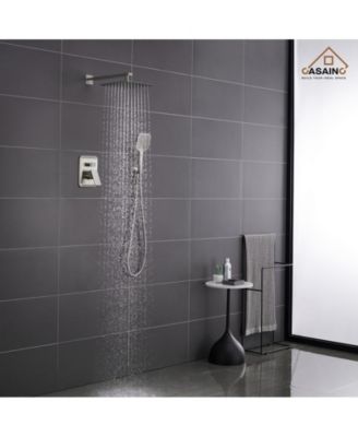 10 Inch Wall Mounted Square Shower System Set with Handheld Spray