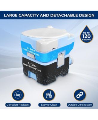 20-Liter Outdoor Portable Toilet with Extra Large Seat, Moonwhite