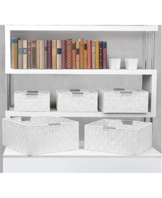 7-Piece Double Woven Basket Bin Set