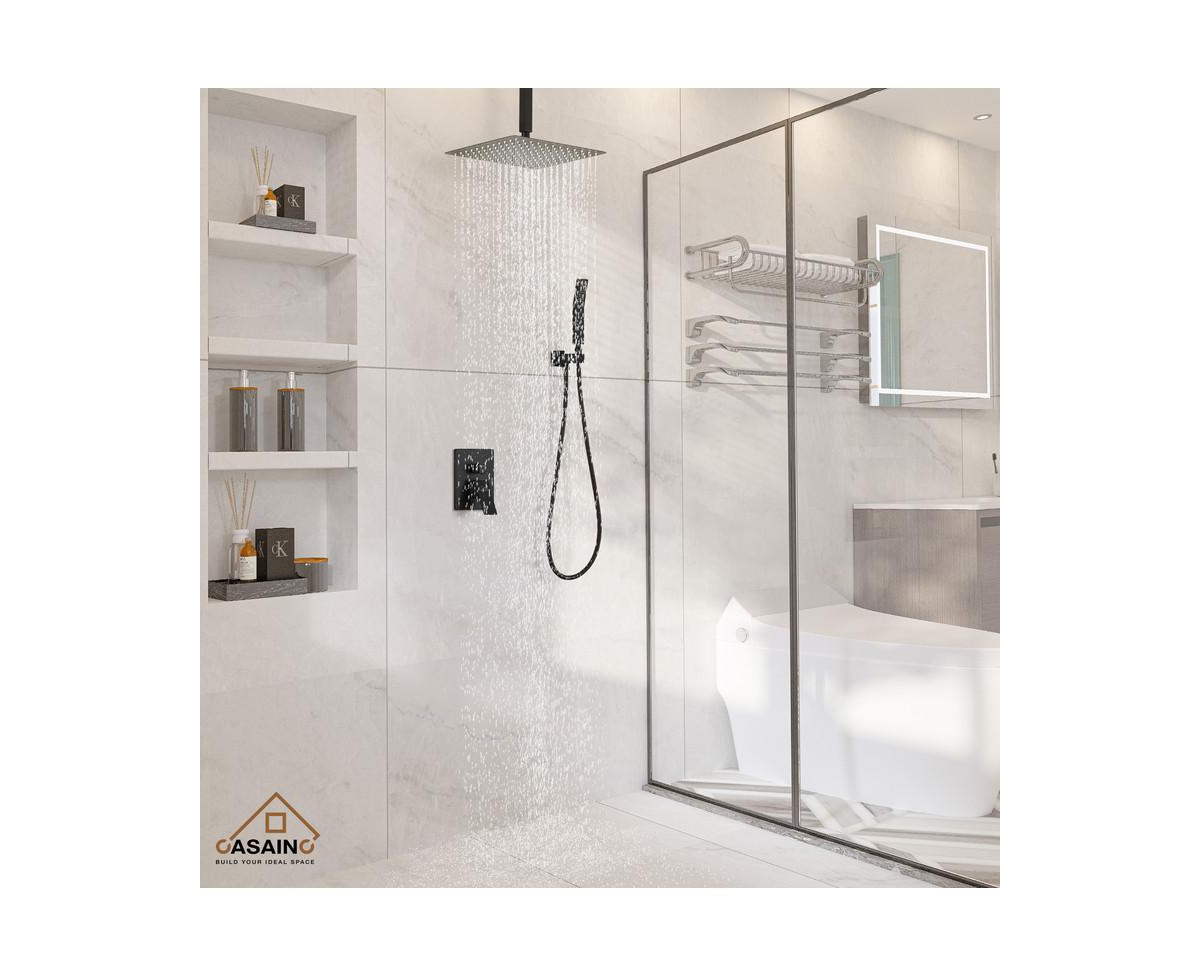 Casainc Inch Rainfall Shower Head Ceiling Mounted Shower System with Shower Trim Kit