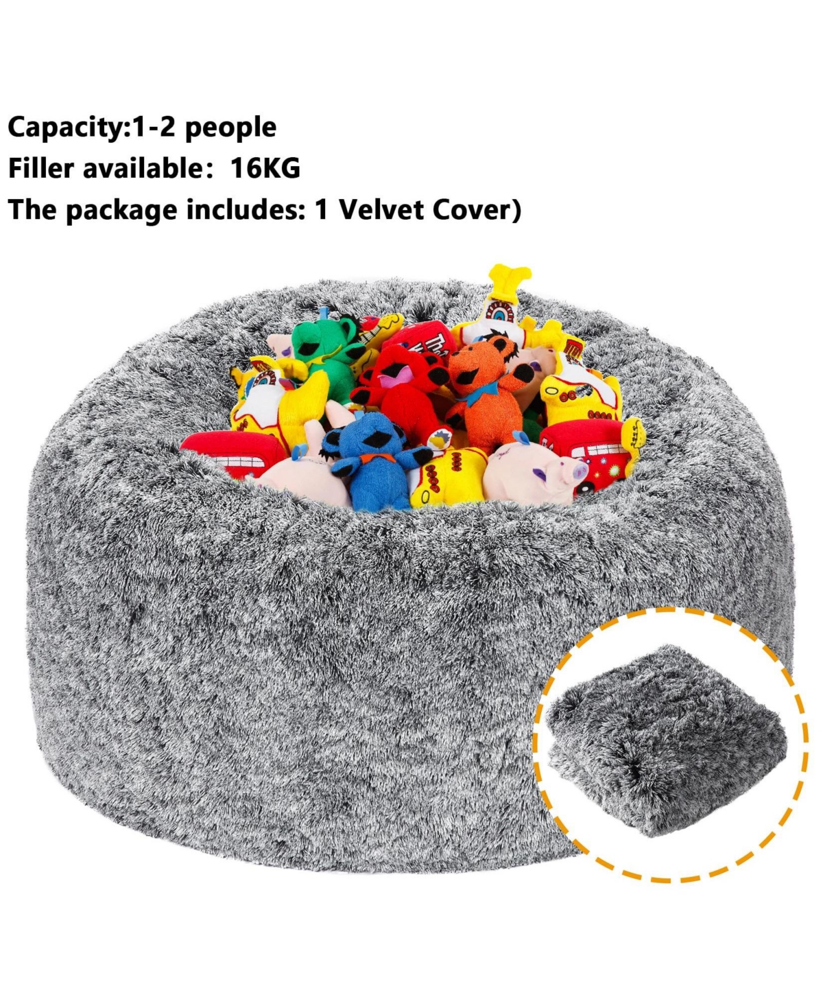 gaomon Bean Bag Chair Cover (No Filler), Beanbag Chair Outside Cover -pastel Grey