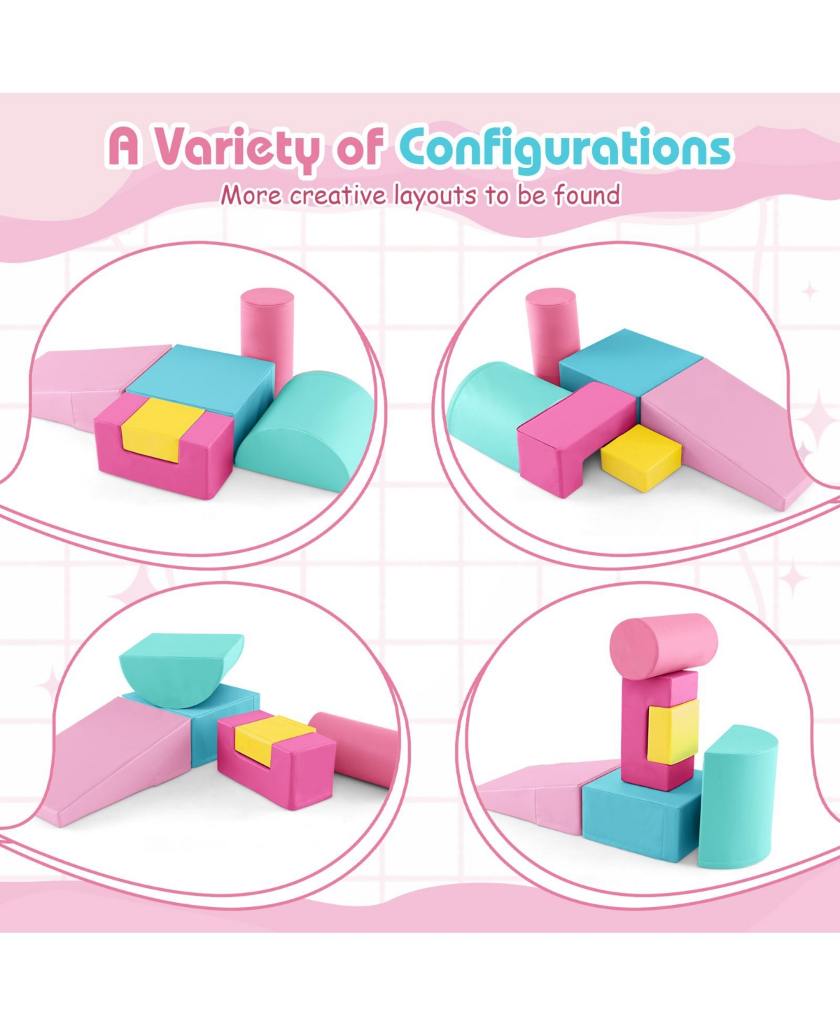 Gouun 6 Pieces Foam Climbing Blocks Indoor Climb and Crawl Activity Playset with Rectangles