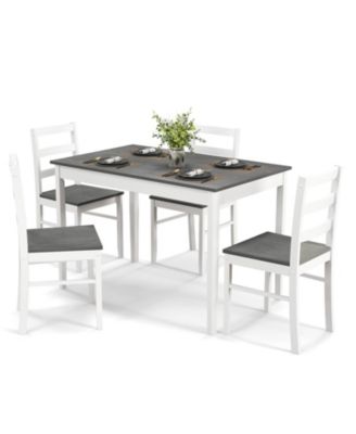 5-Piece Wooden Dining Set with Rectangular Table and 4 Chairs